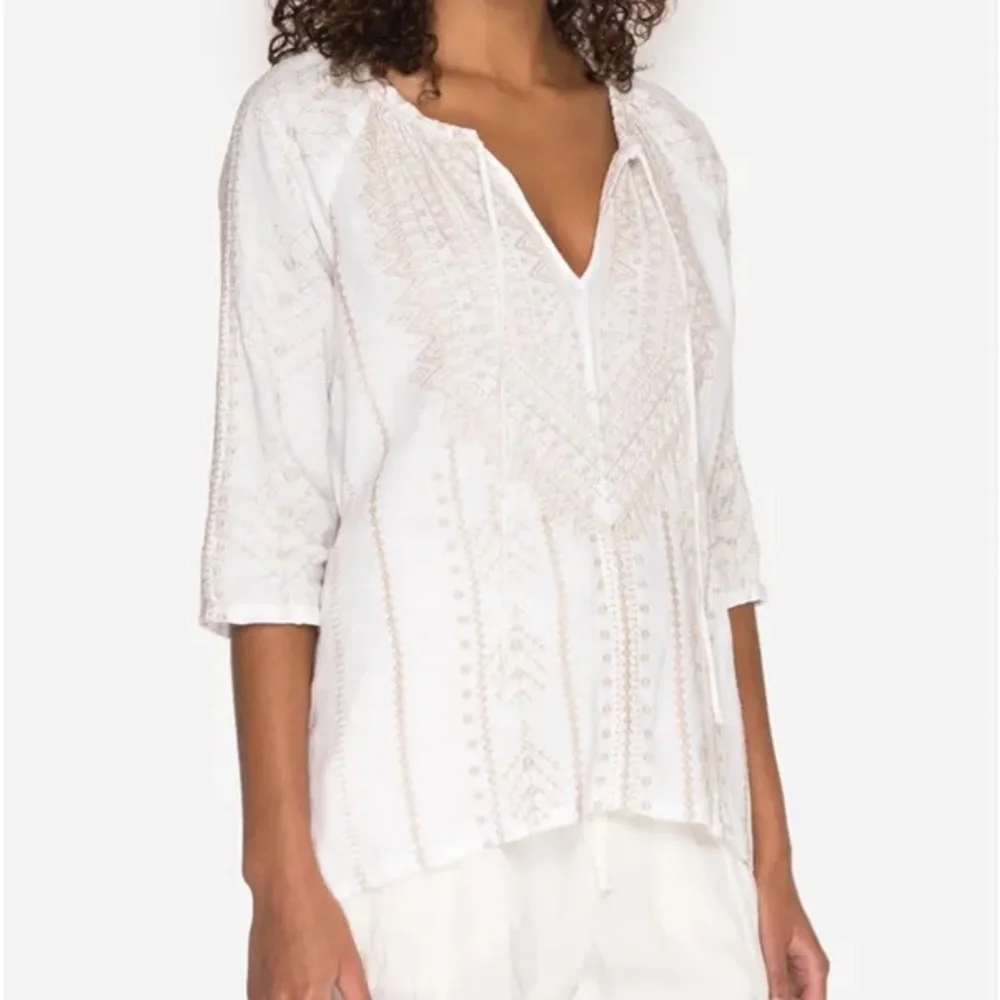 Johnny was white long sleeve embroidered cami peasant blouse - Picture 2 of 7